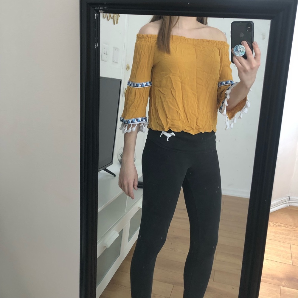 Small yellow off the shoulder top